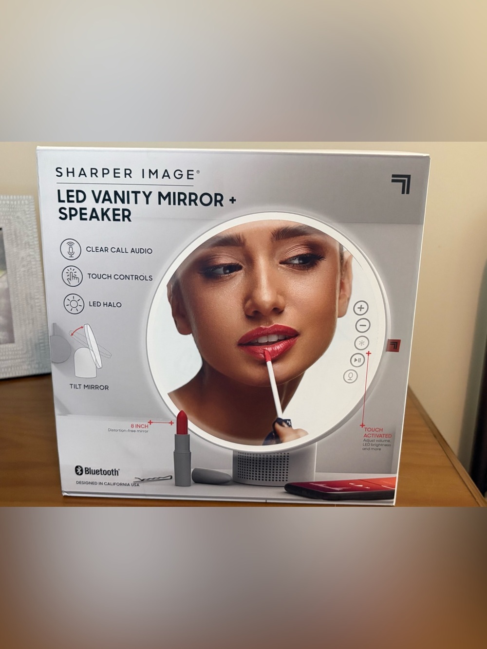 NIB Sharper Image LED Vanity Mirror & Speaker